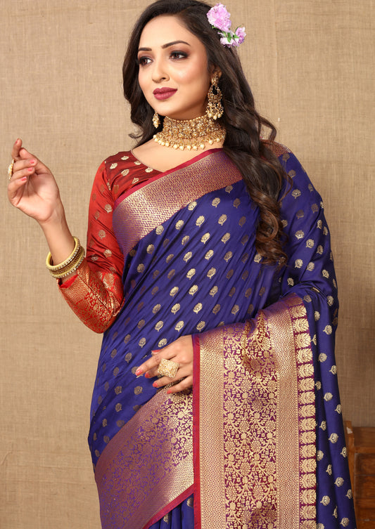 Vsaree Purple Silk Blend Saree With Designer Border And Rich Pallu or Blouse