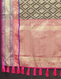 Vsaree Rani Pink Silk Blend Saree With Designer Border And Rich Pallu or Blouse