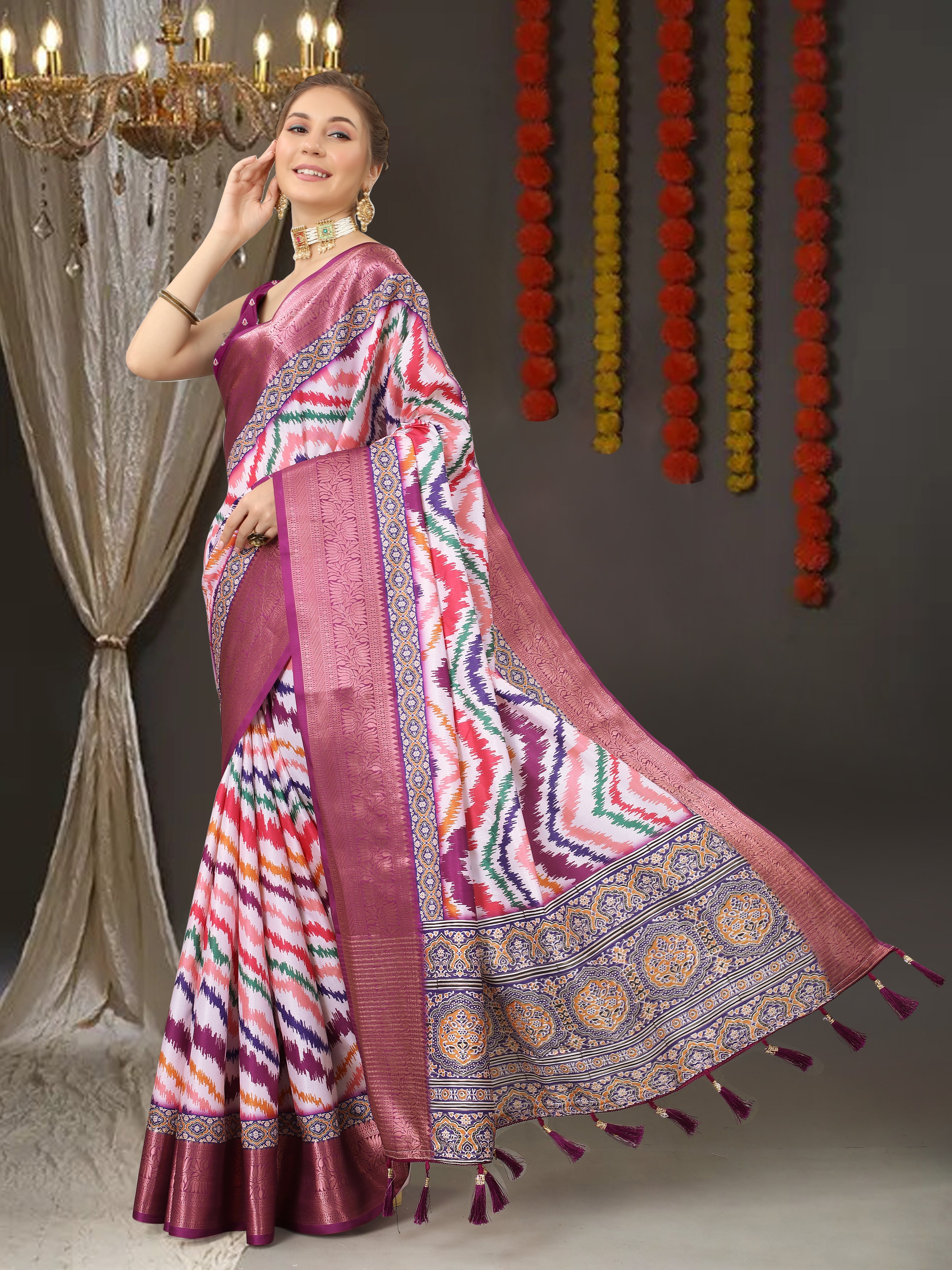 Vsaree Pink Kanjivaram Silk And Zari weaving Saree With Designer Border And Blouse