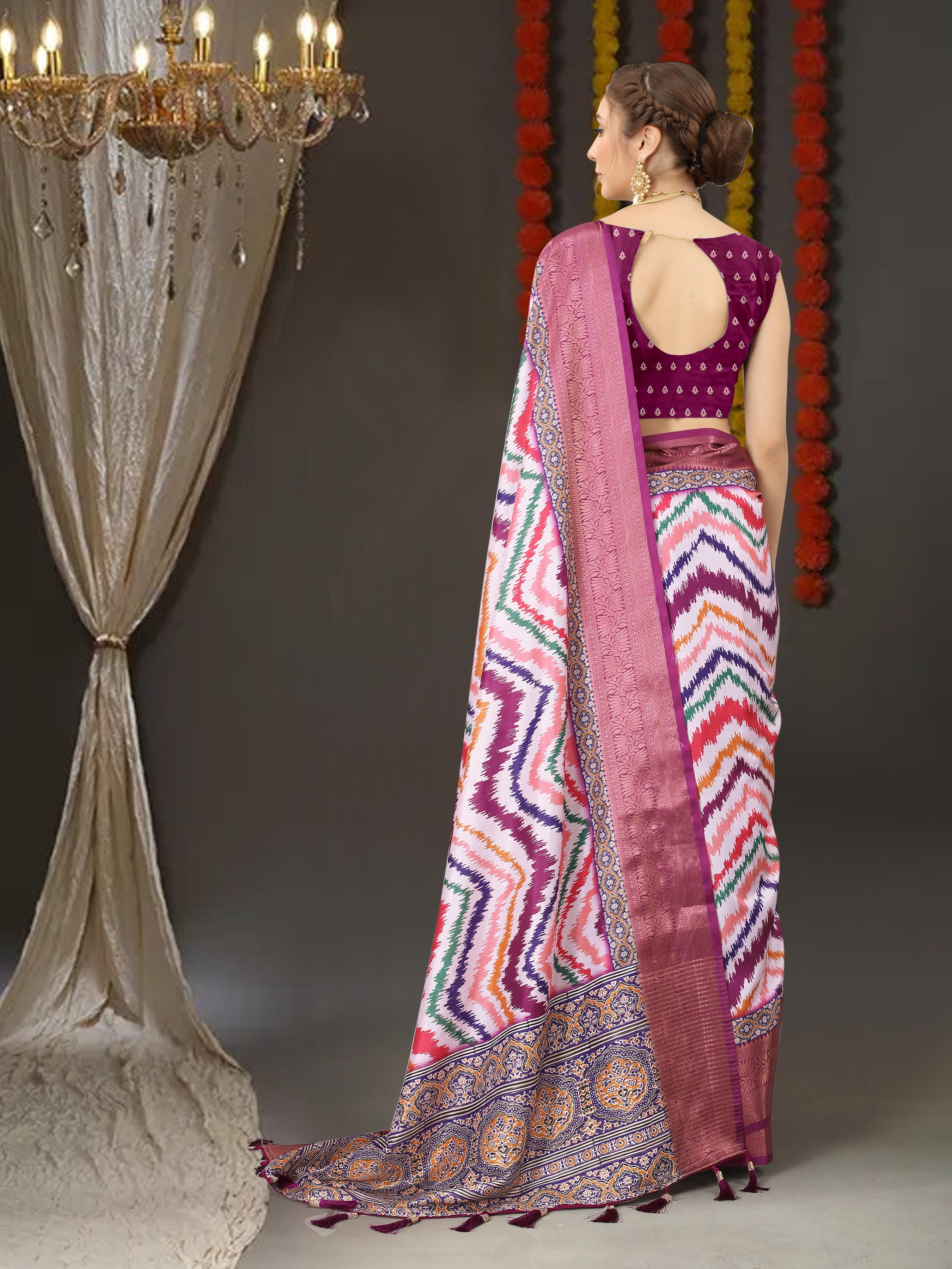 Vsaree Pink Kanjivaram Silk And Zari weaving Saree With Designer Border And Blouse