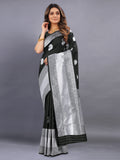 Vsaree Black Kanjivaram Silk And Zari weaving Saree With Designer Border And Blouse