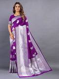 Vsaree Violet Kanjivaram Silk And Zari weaving Saree With Designer Border And Blouse