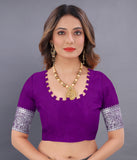 Vsaree Violet Kanjivaram Silk And Zari weaving Saree With Designer Border And Blouse