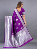 Vsaree Violet Kanjivaram Silk And Zari weaving Saree With Designer Border And Blouse