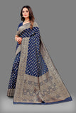 Vsaree Blue Lichi Silk And Zari weaving Saree With Designer Border And Blouse