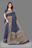 Vsaree Blue Lichi Silk And Zari weaving Saree With Designer Border And Blouse