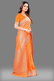 Vsaree Orange Lichi Silk And Zari weaving Saree With Designer Border And Blouse