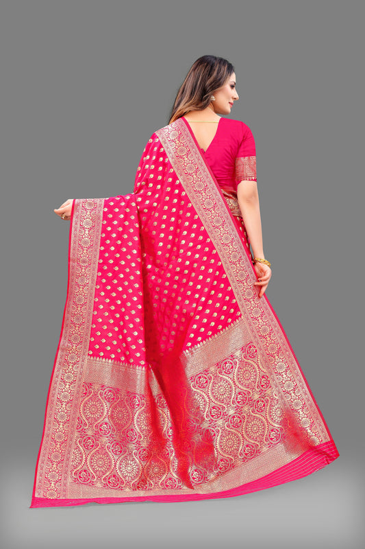 Vsaree Pink Lichi Silk And Zari weaving Saree With Designer Border And Blouse