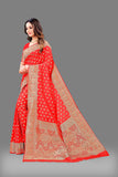 Vsaree Red Lichi Silk And Zari weaving Saree With Designer Border And Blouse