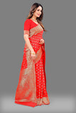 Vsaree Red Lichi Silk And Zari weaving Saree With Designer Border And Blouse