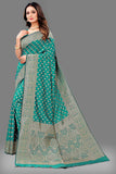 Vsaree Teal Lichi Silk And Zari weaving Saree With Designer Border And Blouse