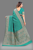 Vsaree Teal Lichi Silk And Zari weaving Saree With Designer Border And Blouse