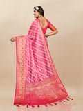 Vsaree Pink Designer Organza Silk Saree With Heavy Rich Pallu And Blouse