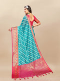 Vsaree Teal Designer Organza Silk Saree With Heavy Rich Pallu And Blouse