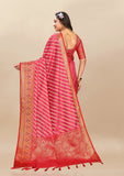 Vsaree Pink Designer Organza Silk Saree With Heavy Rich Pallu And Blouse