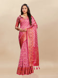 Vsaree Rani Pink Designer Organza Silk Saree With Heavy Rich Pallu And Blouse