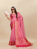 Vsaree Rani Pink Designer Organza Silk Saree With Heavy Rich Pallu And Blouse