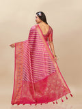 Vsaree Rani Pink Designer Organza Silk Saree With Heavy Rich Pallu And Blouse