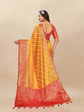 Vsaree Yellow Designer Organza Silk Saree With Heavy Rich Pallu And Blouse