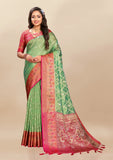 Vsaree Green Kanjivaram Silk And Zari weaving Saree With Designer Border And Blouse