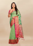 Vsaree Green Kanjivaram Silk And Zari weaving Saree With Designer Border And Blouse