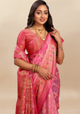 Vsaree Peach Kanjivaram Silk And Zari weaving Saree With Designer Border And Blouse