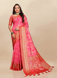 Vsaree Pink Kanjivaram Silk And Zari weaving Saree With Designer Border And Blouse