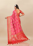 Vsaree Pink Kanjivaram Silk And Zari weaving Saree With Designer Border And Blouse