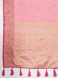 Vsaree Pink Silk Blend Saree With Flower Design Border And Blouse