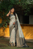 Vsaree Parrot Design Copper Zari Weaving Kanjivaram Silk Saree With Attrective Blouse And Rich Pallu