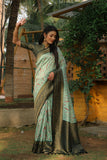 Vsaree Parrot Design Copper Zari Weaving Kanjivaram Silk Saree With Attrective Blouse And Rich Pallu