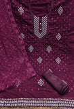 Wine Chanderi Cotton Dress Function And Wedding Wear  Emboidery Semi Stitched  Matrials For Women