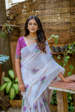 Vsaree Wine Muga Silk Saree With Unique Floral Weaving Pattern With Pichwai Type Weaving Pallu With Blouse