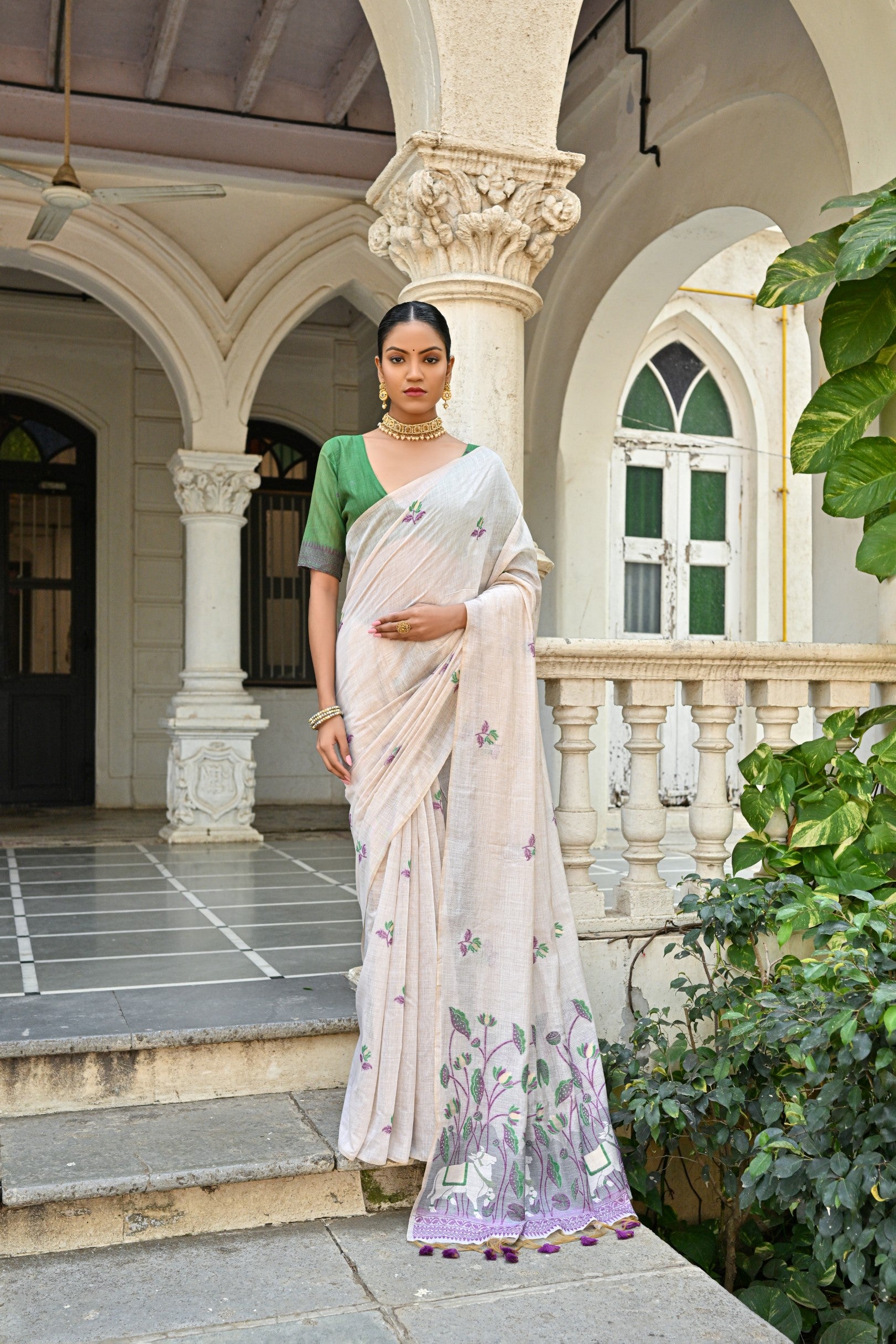 Vsaree Wine Muga Silk Saree With Unique Floral Weaving Pattern With Pichwai Type Weaving Pallu With Blouse