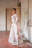 Vsaree Pink Muga Cotton Saree With Unique Floral Weaving Pattern With Small Zari Patta On Pallu With Blouse