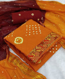 Zooara Orange Color Cotton Function And Wedding Dress Matrials With Bottom And Dupatta