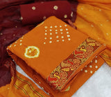 Zooara Orange Color Cotton Function And Wedding Dress Matrials With Bottom And Dupatta