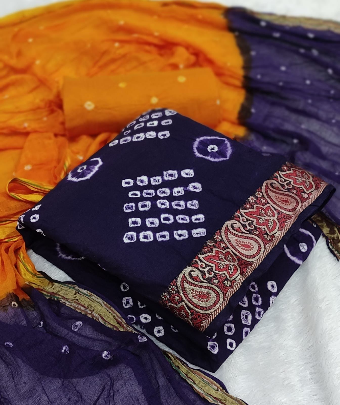 Zooara Purple Color Cotton Function And Wedding Dress Matrials With Bottom And Dupatta