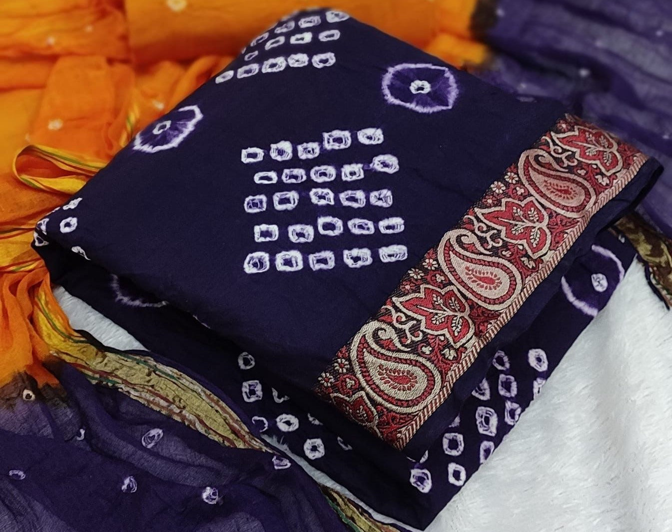 Zooara Purple Color Cotton Function And Wedding Dress Matrials With Bottom And Dupatta