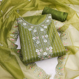 Green Viscose Dress Function And Wedding Wear  Embrodary  Work Semi Stitched  Matrials For Women