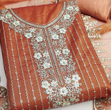 Orange Viscose Dress Function And Wedding Wear  Embrodary  Work Semi Stitched  Matrials For Women