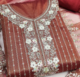 Red Viscose Dress Function And Wedding Wear  Embrodary  Work Semi Stitched  Matrials For Women