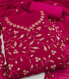 Pink Georgette Dress Function And Wedding Wear  Embrodary  Work Semi Stitched  Matrials For Women