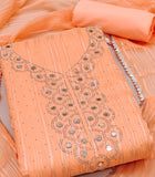 Light Orange Faux Georgette Dress Function And Wedding Wear  Diamond Work Semi Stitched  Matrials For Women