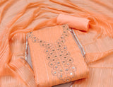 Light Orange Faux Georgette Dress Function And Wedding Wear  Diamond Work Semi Stitched  Matrials For Women