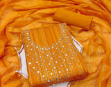 Orange Faux Georgette Dress Function And Wedding Wear  Diamond Work Semi Stitched  Matrials For Women