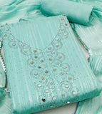 Teal Faux Georgette Dress Function And Wedding Wear  Diamond Work Semi Stitched Matrials For Women