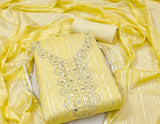 Yellow Faux Georgette Dress Function And Wedding Wear  Diamond Work Semi Stitched Matrials For Women