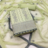 Zooara Green Color Cotton Silk Function And Wedding Dress Matrials With Bottom And Dupatta