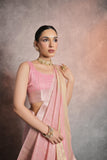 Vsaree Pink Soft Mulberry Silk Saree With Silver And Gold Zari Weaving Linning With Pattern Weaved Border With Blouse